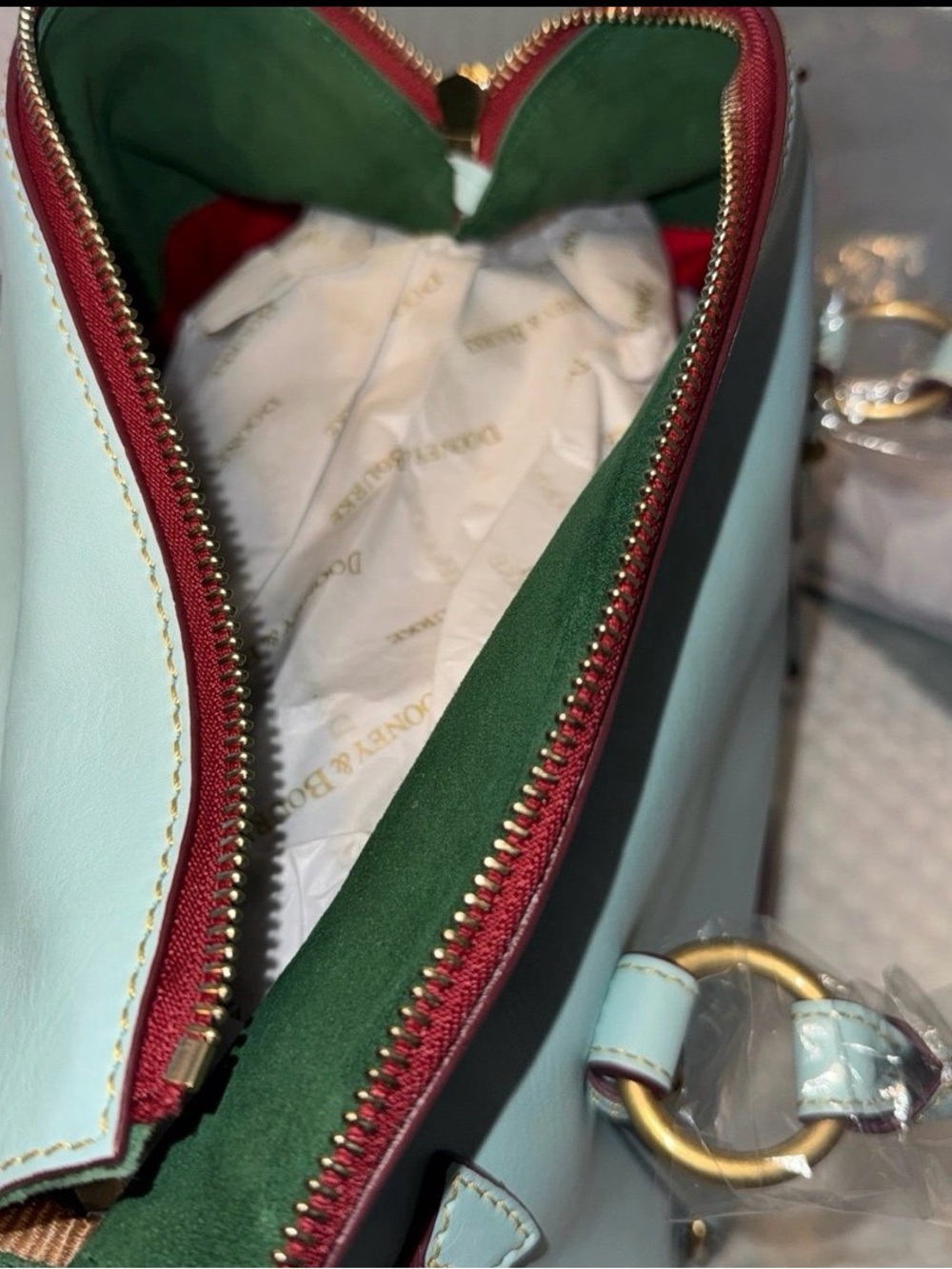 NWT Dooney& Bourke Florentine satchel in pale blue with strap - Picture 8 of 10